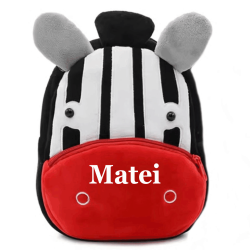 Ghiozdan de plus personalizat cu nume-Model Zebra