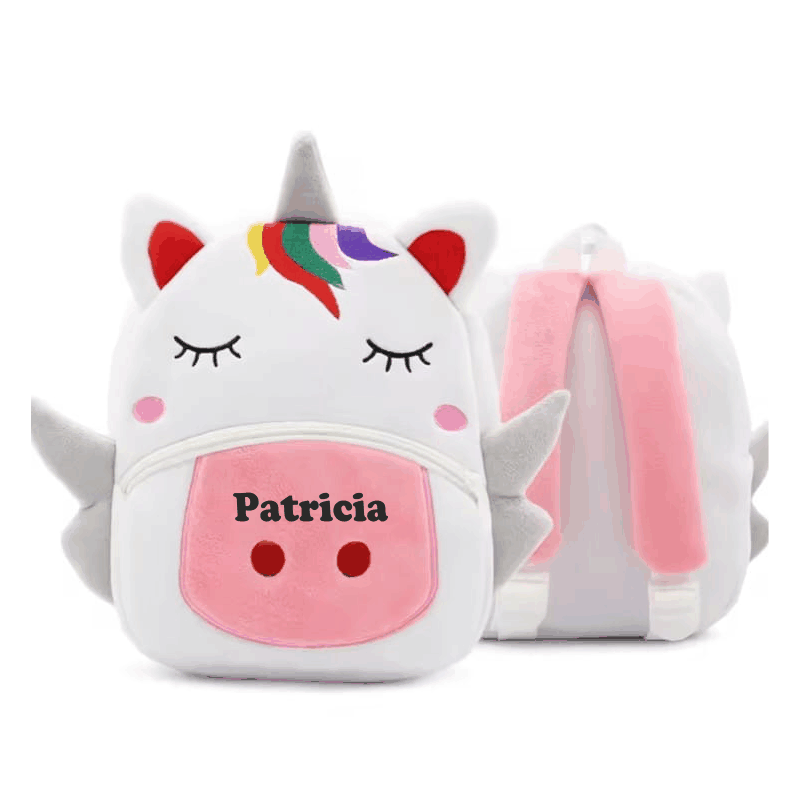 Ghiozdan de plus personalizat cu nume-Model Unicorn