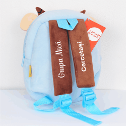 Ghiozdan de plus personalizat cu nume-Model Blue Cow