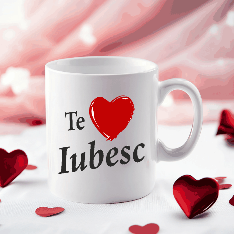 Cană personalizată cu mesaj ” Te iubesc ”