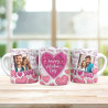 Cană personalizată cu 2 fotografii- Model ” Pink Love ”
