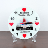 Ceas personalizat din sticlă, model LOVE,diametru 20 cm
